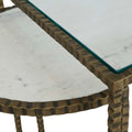 Celeste Crimp Nest of 2 Side Tables - White Marble - Antique Brass