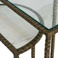 Celeste Crimp Nest of 2 Side Tables - White Marble - Antique Brass