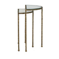 Celeste Crimp Nest of 2 Side Tables - White Marble - Antique Brass