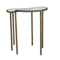 Celeste Crimp Nest of 2 Side Tables - White Marble - Antique Brass