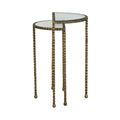 Celeste Crimp Nest of 2 Side Tables - White Marble - Antique Brass