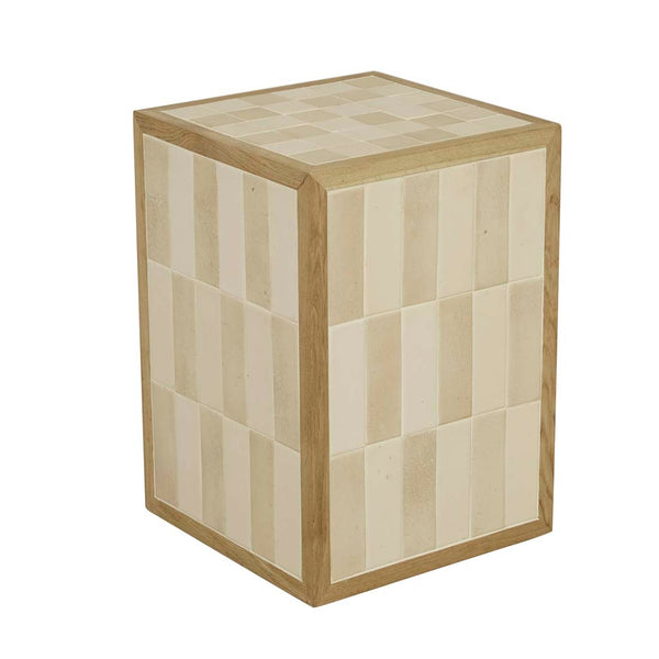 Porto Block Side Table - Shell - Natural Oak