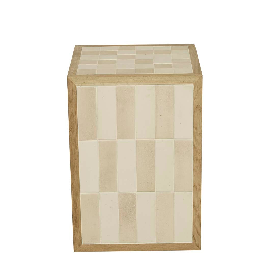 Porto Block Side Table - Shell - Natural Oak