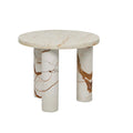 Amara Round Leg Side Table - Brown Vein Marble