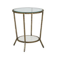 Celeste Crimp Round Side Table - White Marble - Antique Brass