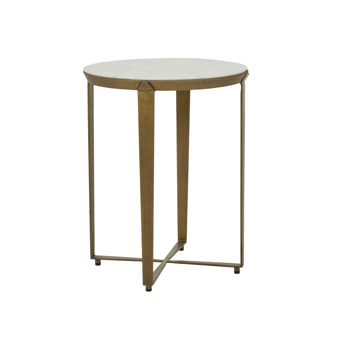 Ophelia Side Table - White Marble - Antique Brass