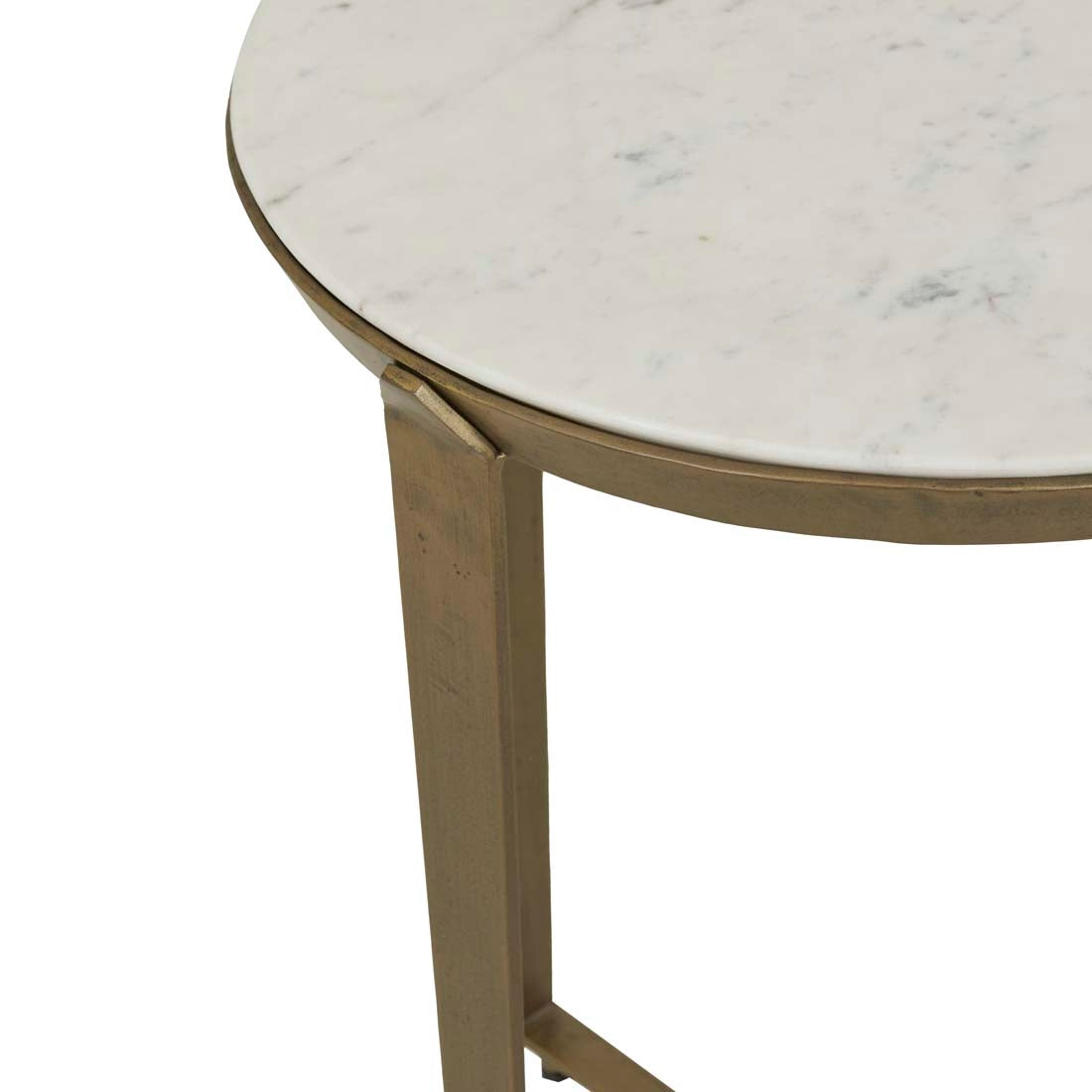 Ophelia Side Table - White Marble - Antique Brass