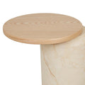 Pablo Marble Side Table - Natural Ash - Natural Brown Vein Marble