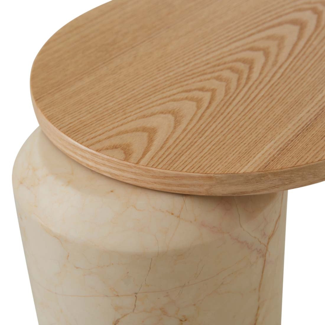 Pablo Marble Side Table - Natural Ash - Natural Brown Vein Marble