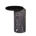 Pablo Marble Side Table - Matt Dark Oak - Natural Storm Marble