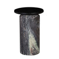 Pablo Marble Side Table - Matt Dark Oak - Natural Storm Marble