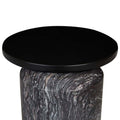 Pablo Marble Side Table - Matt Dark Oak - Natural Storm Marble