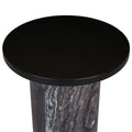 Pablo Marble Side Table - Matt Dark Oak - Natural Storm Marble