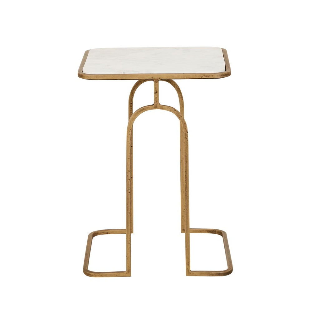 Celeste Arch Side Table - White Marble - Antique Brass