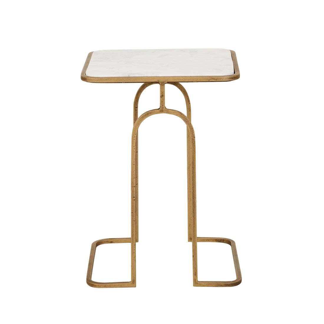 Celeste Arch Side Table - White Marble - Antique Brass