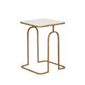 Celeste Arch Side Table - White Marble - Antique Brass