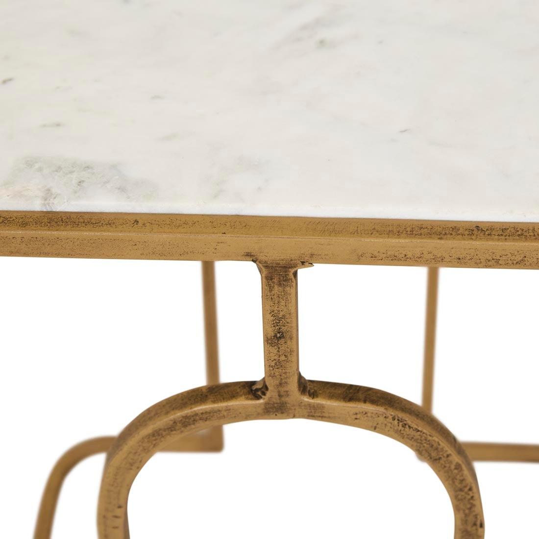 Celeste Arch Side Table - White Marble - Antique Brass