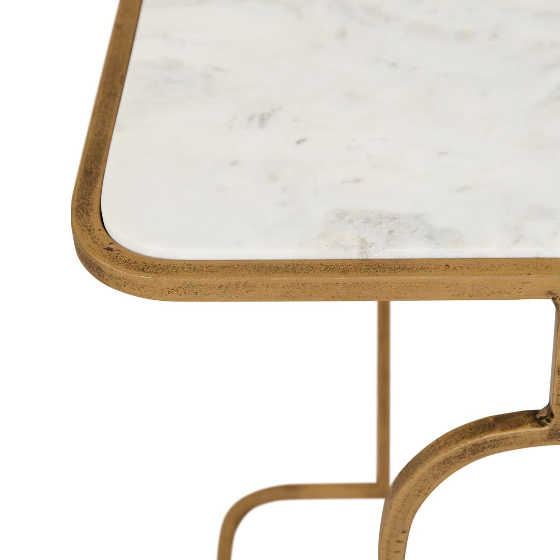 Celeste Arch Side Table - White Marble - Antique Brass