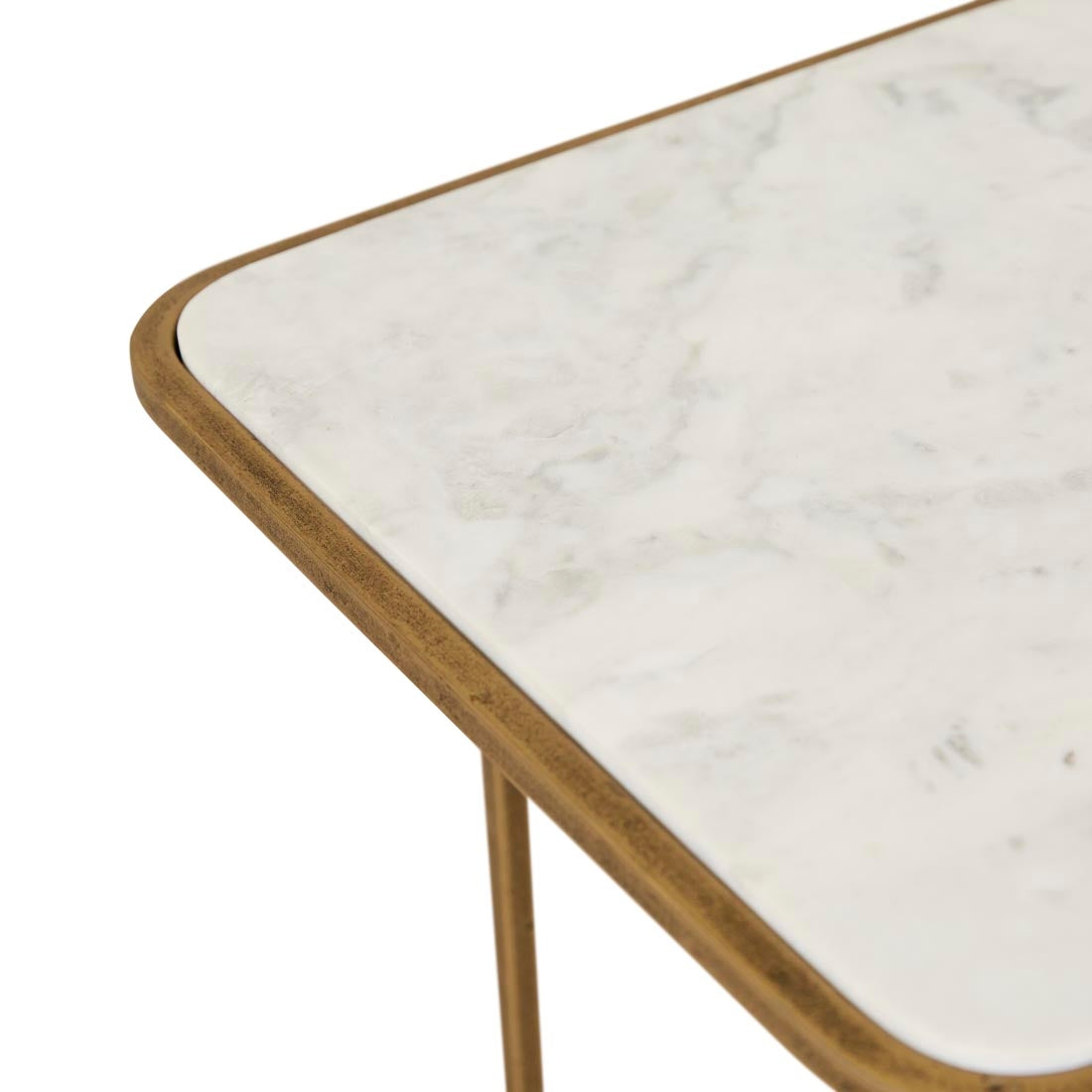 Celeste Arch Side Table - White Marble - Antique Brass