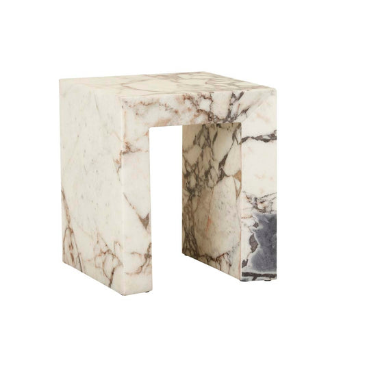 Elle Monument Side Table - Matt Ocean Marble