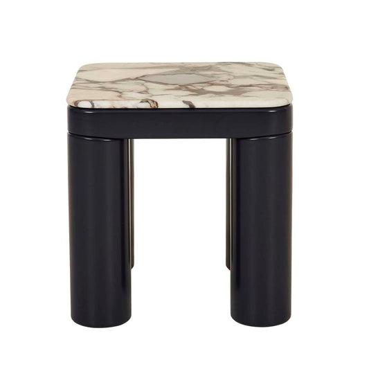 Frankie Marble Side Table - Matt Ocean Marble - Gloss Navy