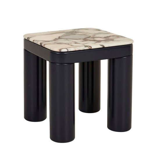 Frankie Marble Side Table - Matt Ocean Marble - Gloss Navy