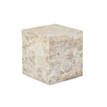 Rufus Block Square Marble Side Table - Latte Marble