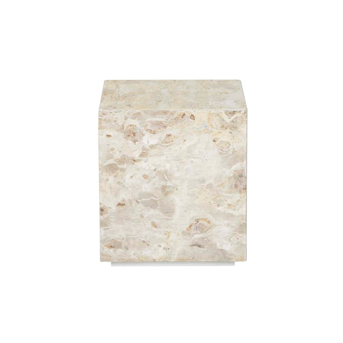 Rufus Block Square Marble Side Table - Latte Marble