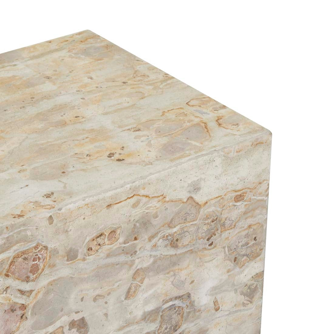 Rufus Block Square Marble Side Table - Latte Marble