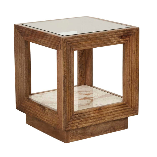 Zephyr Side Table - Crema Beige Marble - Natural