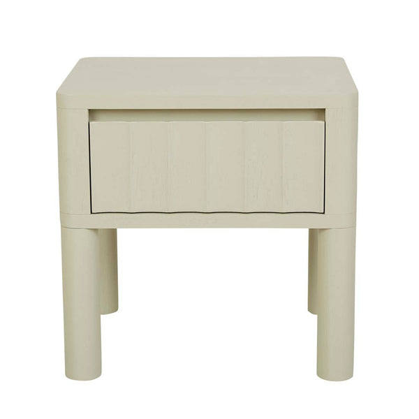 Oliver Fluted 1 Drawer Bedside - Putty