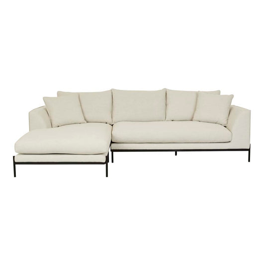 Airlie Frame Left Chaise Sofa Set - Eames Parchment - Black Metal