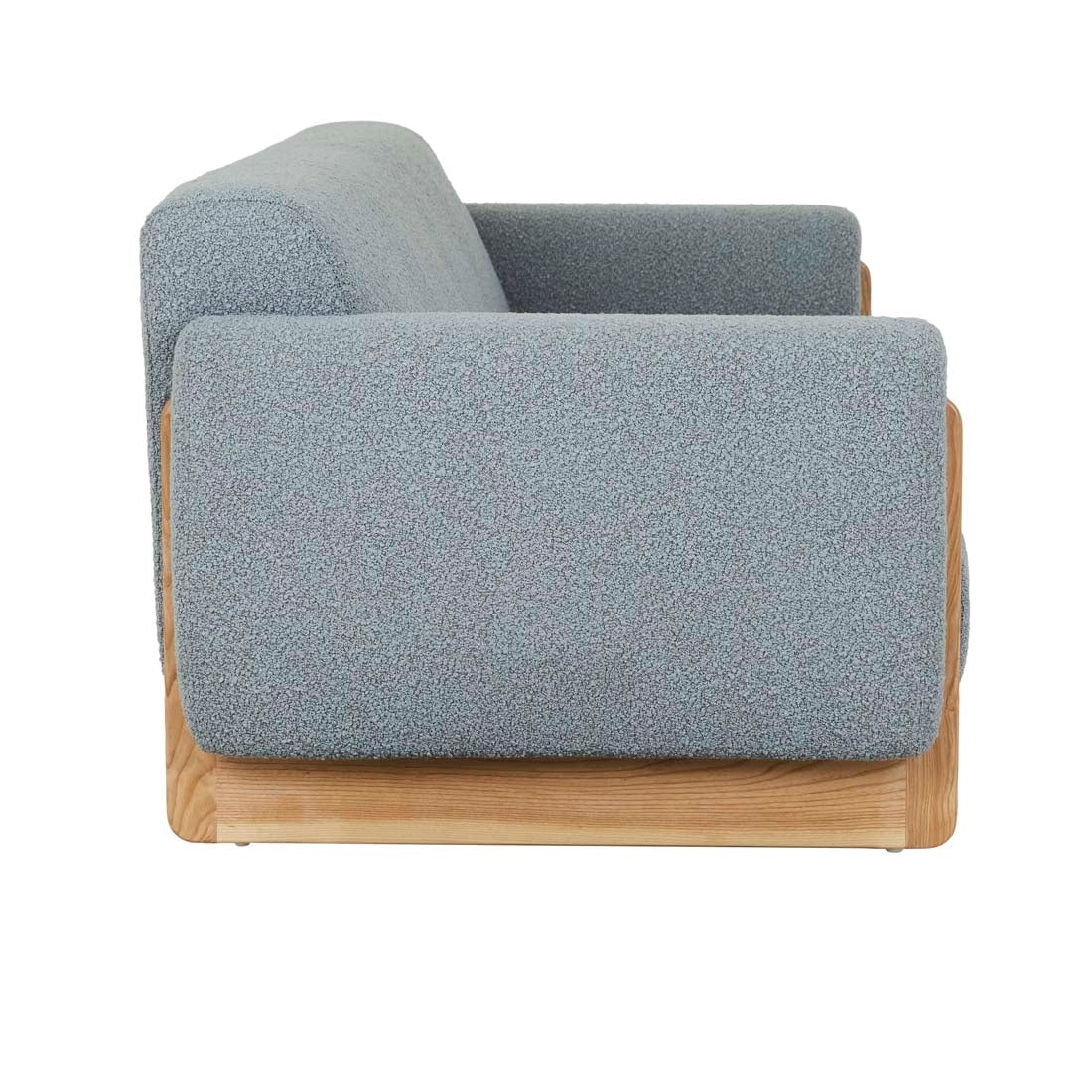 Airlie Wrap 3 Seater Sofa - Sky Blue Boucle - Natural Ash