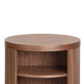 Honigold Round Wooden Bedside Table - Walnut