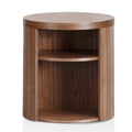 Honigold Round Wooden Bedside Table - Walnut