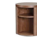 Honigold Round Wooden Bedside Table - Walnut