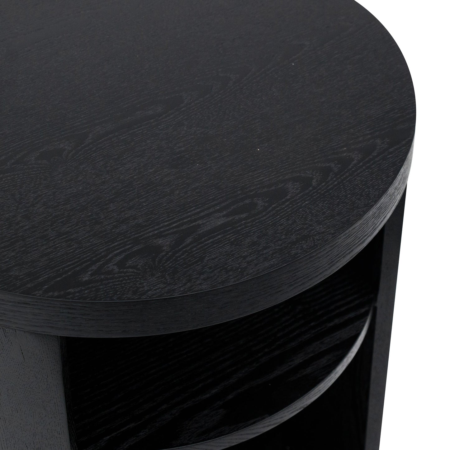 Honigold Round Wooden Bedside Table - Black Mountain