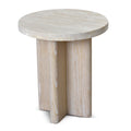 Agosti Travertine Marble Round Side Table - White Wash