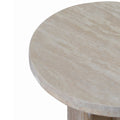 Agosti Travertine Marble Round Side Table - White Wash