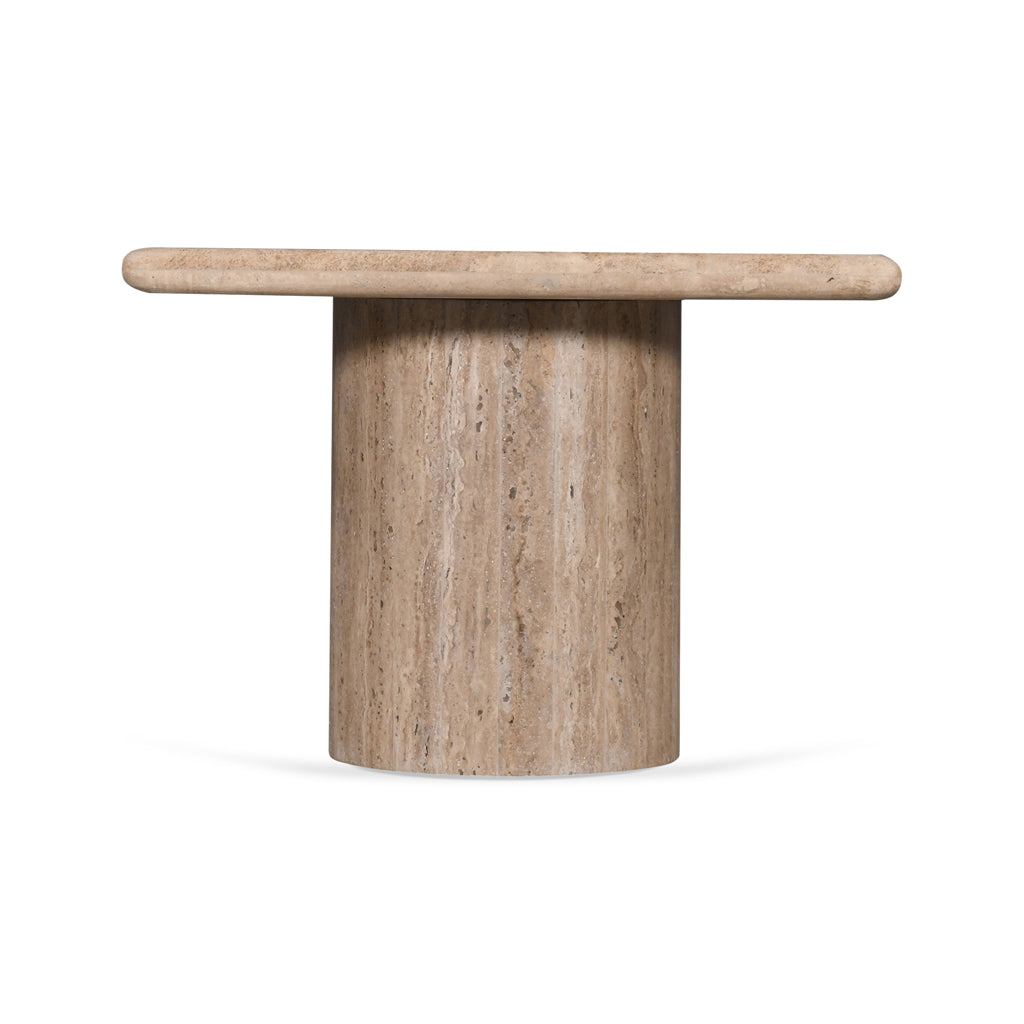 Costin 50cm Travertine Top Side Table - Natural