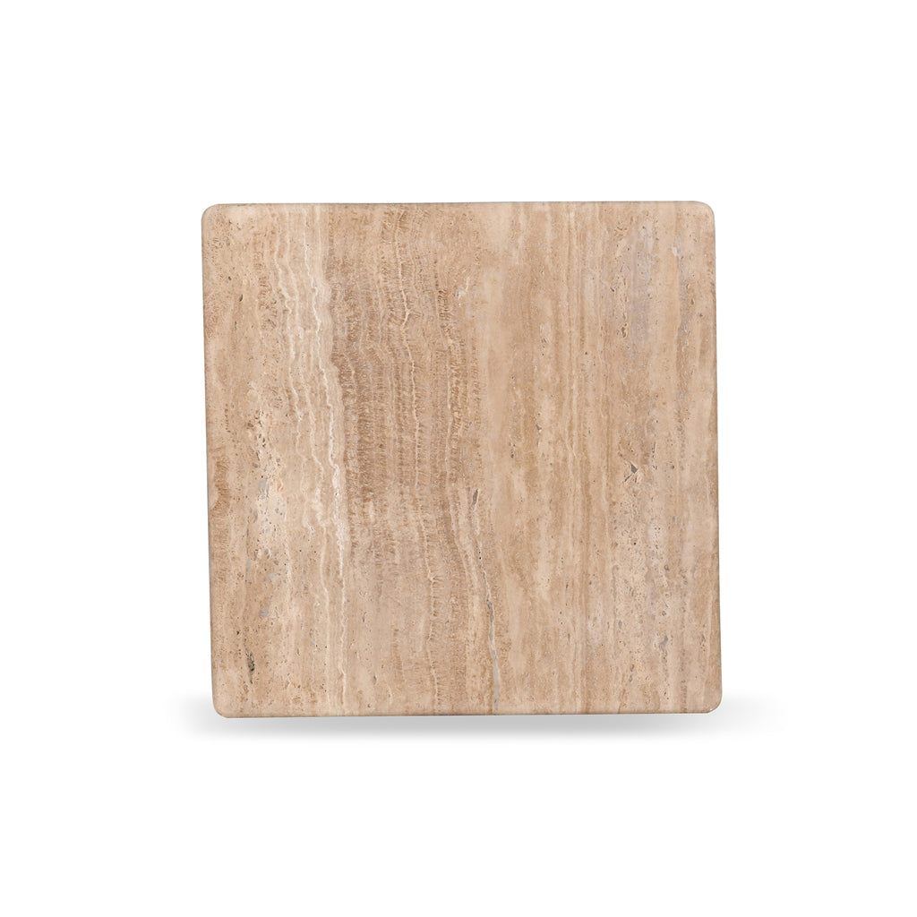 Costin 50cm Travertine Top Side Table - Natural