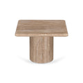 Costin 50cm Travertine Top Side Table - Natural