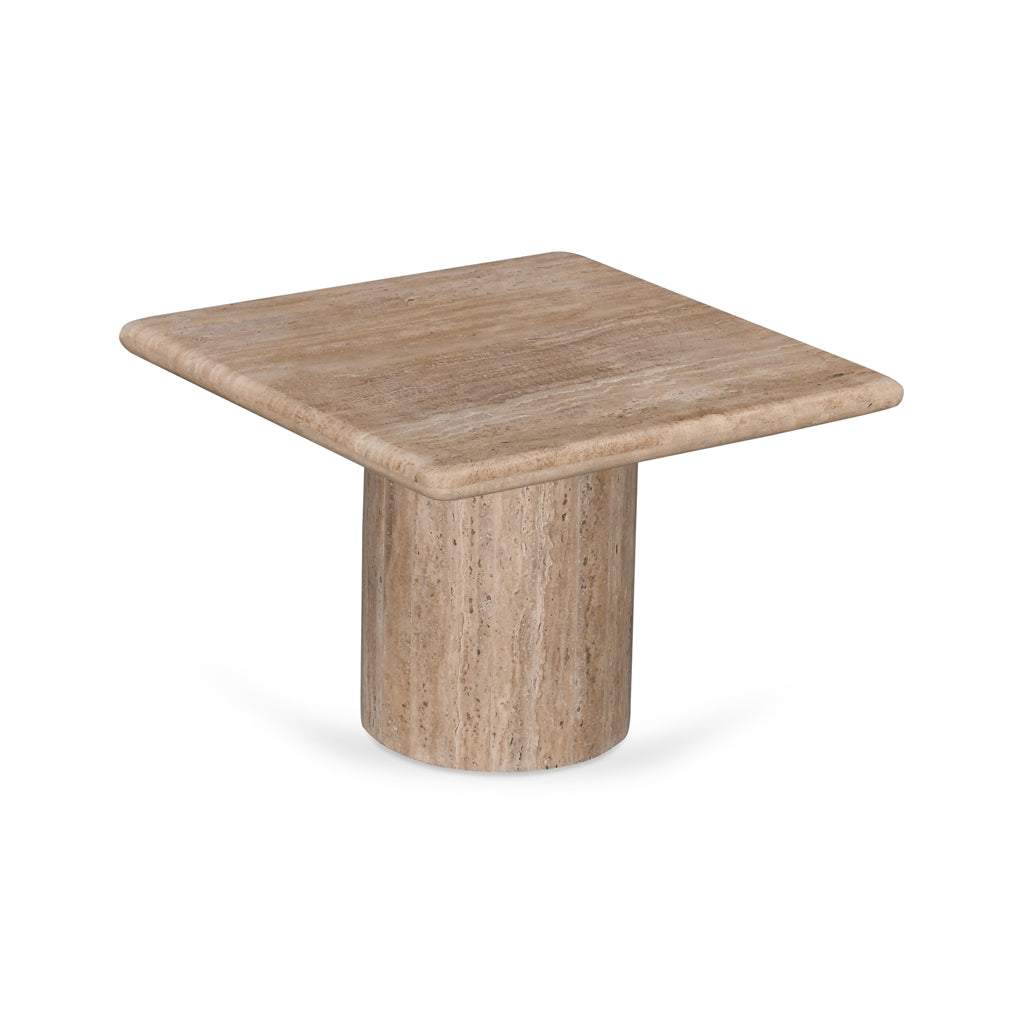 Costin 50cm Travertine Top Side Table - Natural