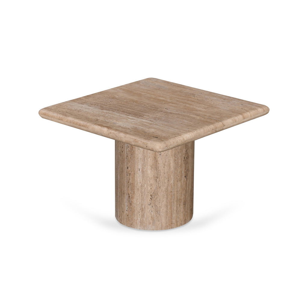 Costin 50cm Travertine Top Side Table - Natural