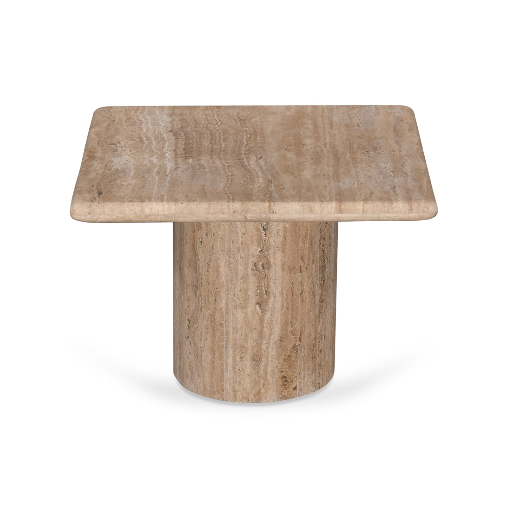 Costin 50cm Travertine Top Side Table - Natural