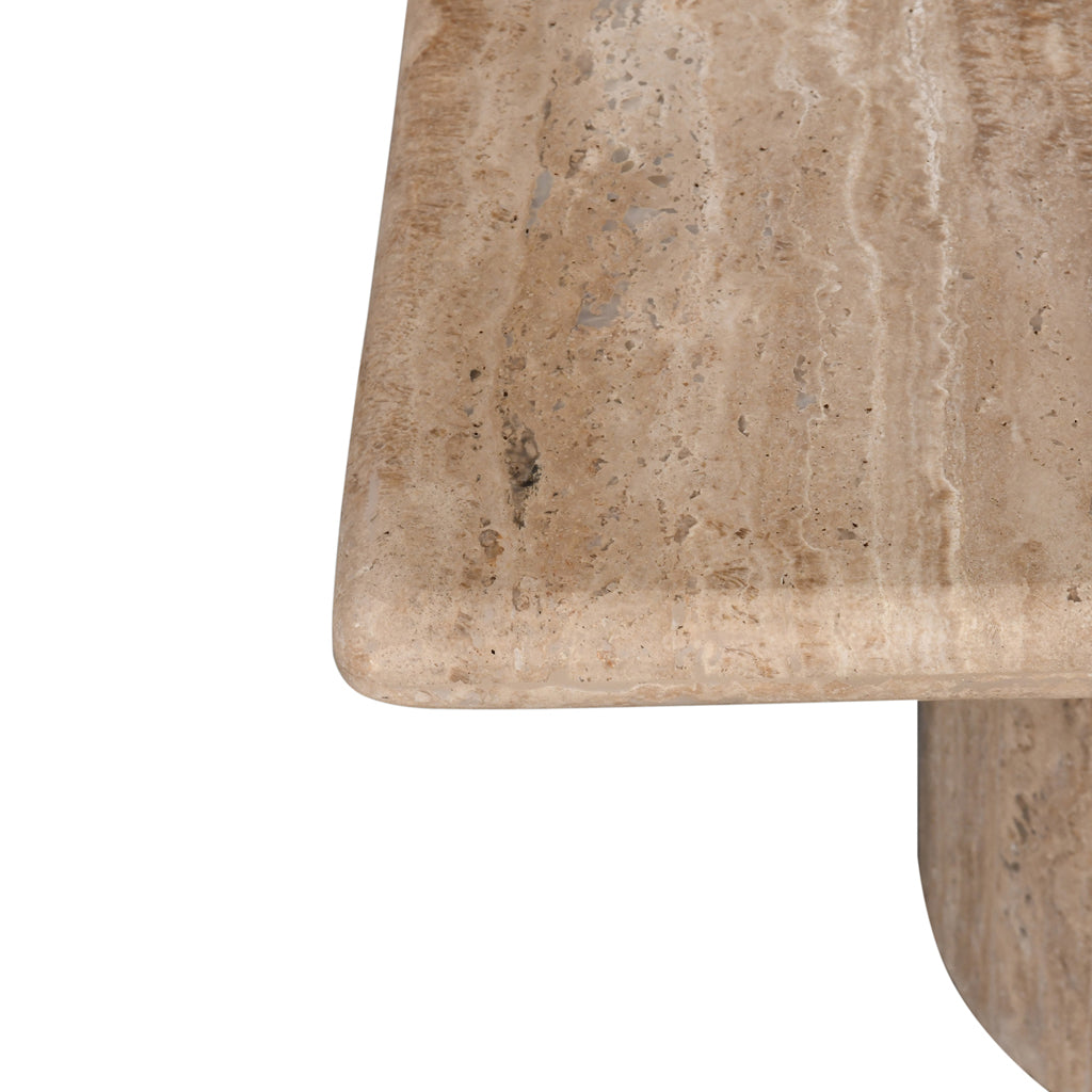 Costin 50cm Travertine Top Side Table - Natural