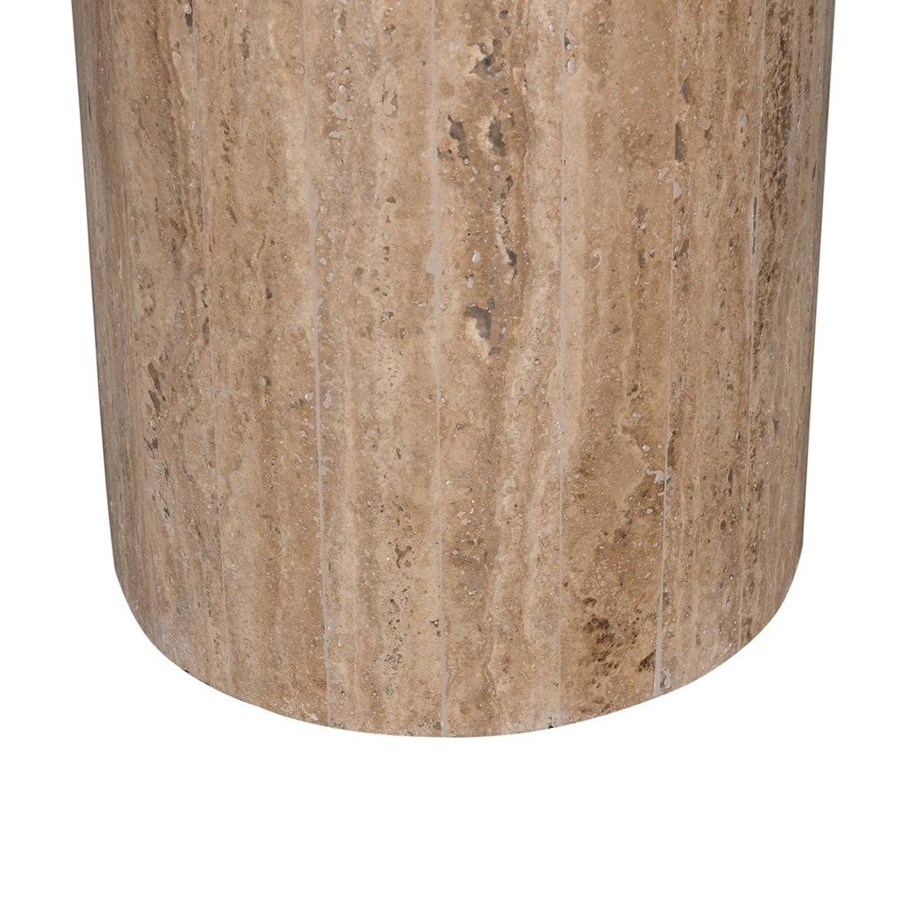 Costin 50cm Travertine Top Side Table - Natural