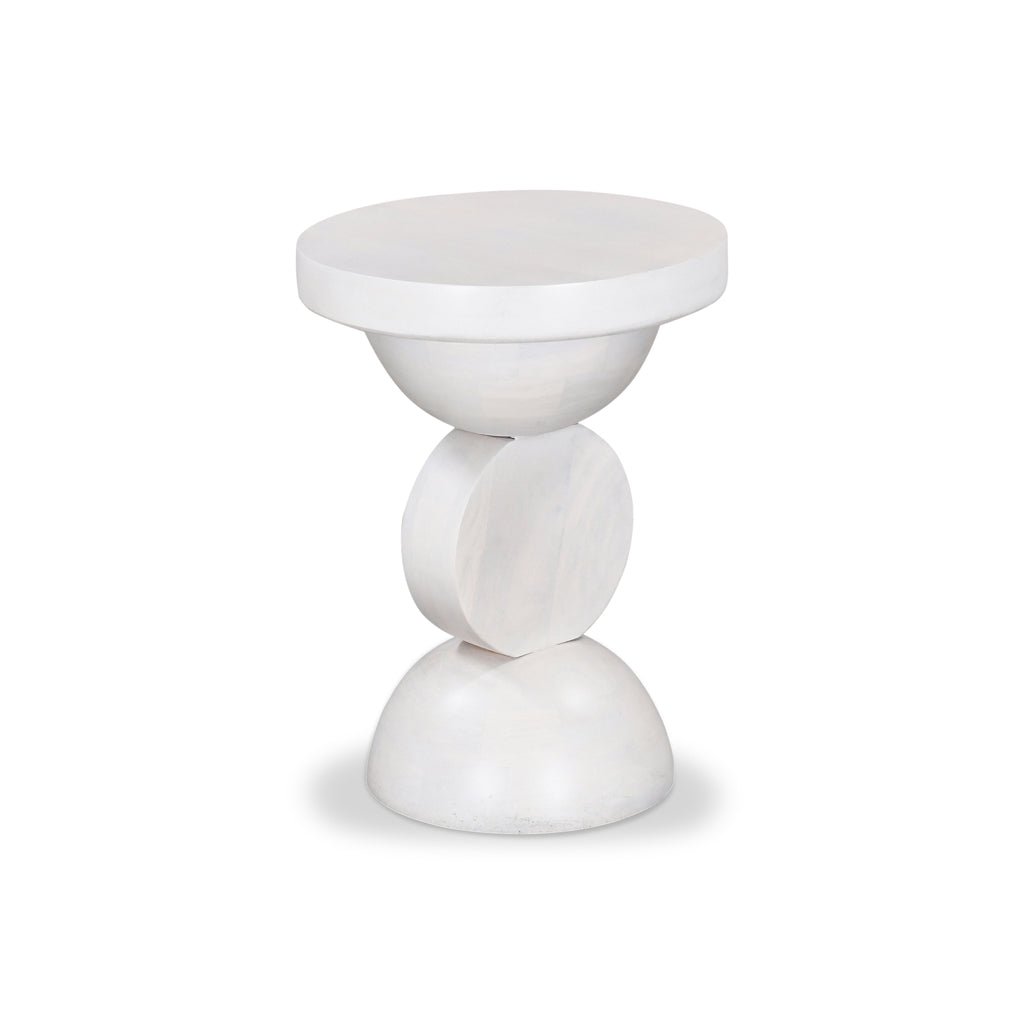 Dima 38cm Round Side Table - Cafe White