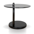 Vardo 50cm Round Glass Side Table - Full Black