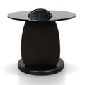 Vardo 50cm Round Glass Side Table - Full Black